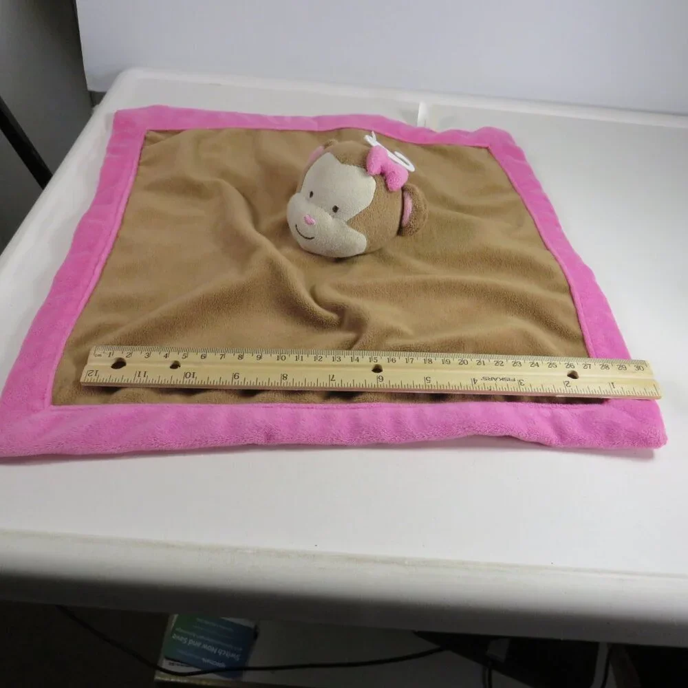 Baby Girl Monkey Blankie Lovey (same fabric front & back) 13x13
